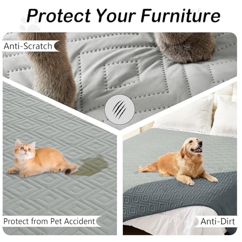 hyha Waterproof Dog Blanket, Soft Pet Bed Blankets, Waterproof Sofa Couch Cover for Dogs Washable, Reversible Pet Couch Covers for Sofa Furniture (30x53 Inch, Grey/Dark Grey) - color: Grey+dark Grey, size: 30x53 Inch