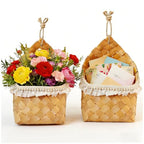 2 Pack Hanging Wall Baskets for Entryway & Front Door – Woven Wicker Baskets for Flowers, Mail, Keys – Boho Farmhouse Wall Decor Set for Plants