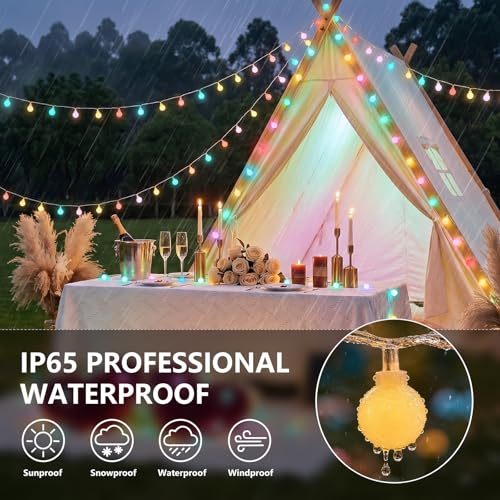 OMIKA 50FT Connectable Globe String Lights Outdoor Waterproof, 150 LED Fairy Lights with Remote Timer, Multicolor and Warm White Plug in Pastel String Lights for Indoor,Bedroom, Party, Classroom Décor - color: Color Changing, size: 50ft 150LED