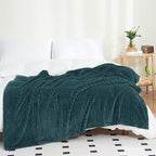 Puncuntex Flannel Fleece Throw Blanket Dusty Blue 50"×60",Super Soft Plush Cozy Blanket with Square Grid Design Luxury for Couch Sofa Chair - color: Dusty Blue, size: 50"×60"