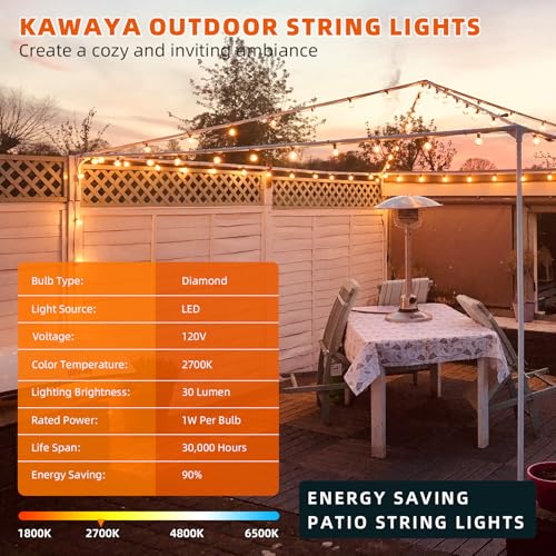 Kawaya 300FT Outdoor String Lights - LED Waterproof Patio Light for Outside with 146+4 G40 Globe Blubs - Shatterproof Hanging Lights for Porch Bistro Backyard Gazebo Balcony Cafe - size: 300FT