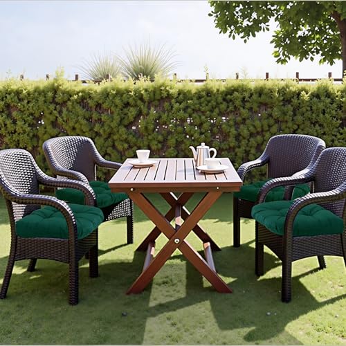 MTMR Water-Repellent Outdoor Chair Cushions Set of 2, 19”X19” Patio Chair Cushions with High Elasticity PP Cotton, Thick Tufted Outdoor Patio Furniture Cushions, Seat Cushions for Outdoor Furniture - color: Emerald Green
