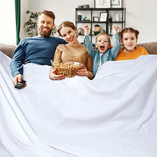 PHF Pre-Washed Cotton Waffle Weave Family Blanket,Oversized King Size 120"x 120"-Snag Proof Lightweight Breathable, 10'x 10' Huge Extra Large Big-Elegant Aesthetic Home Decoration Gift-White - color: White, size: Oversized King(120" x 120")