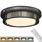 HWH 18'' Boho Ceiling Light Fixture with Remote Control, 36W 5CCT LED Coastal Lighting, Black Finish, 5HYS78LF-LED BK - color: Black, size: 18 Inch