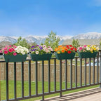 CADUKE 4 Pack Railing Planter Box 16.9 Inches Window Flower Boxes with Metal Brackets Balcony Planters Railing Hanging Fence Planter Plastic Outdoor Deck Railing Planter Boxes, Green - color: Green