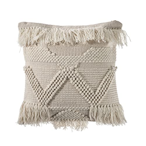 LR Home 20" x 20" Inches Tribal Cotton Blend Throw Pillow Covers For Home Decor | Shabby Chic Boho Cushion Covers For Throw Pillows | Perfect For Living Room Couch & Bedroom Decorations | Natural - color: Natural, size: 20" x 20" (Pack of 1)