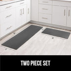 GORILLA GRIP 2 Pack Comfortable Cushioned Kitchen Mats for Floor, 17x29 + 17x59, Waterproof, Stain Resistant, 1/2 Inch Thick Soft Ergonomic Standing Desk Anti Fatigue Mat, Foam Supports Feet, Charcoal