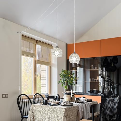 TISLYCO Plug-in Crystal Chandelier Lighting with Long Cord 13.12ft and On/Off Switch, Hanging Pendant Lights with Plug in Cord for Kitchen Island Bedroom Dining Room - color: 5.2"x6"-Elegant Plug in Hanging lights