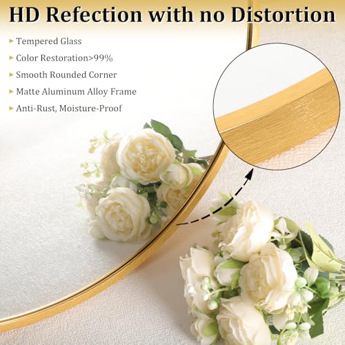 JJUUYOU Wall Mirror Irregular Metal Framed Decorative Gold Mirrors Large 20"x36" Asymmetrical Modern for Bedroom Living Room Entryway Hallway Hanging Home Decor - color: Gold, size: 36"L x 20"W