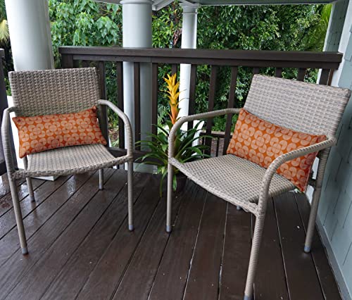 Indoor/Outdoor Polyester Fabric Lumbar Pillow Cover, All-Weather Waterproof Rectangular Cushion Case for Patio Furniture, 12 x 18 Set of 2 - Geometric-61 - color: Orange, size: 18" x 12" (Pack of 2)