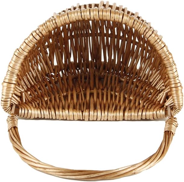 Wall Hanging Basket, Woven Wicker Decorative Plants Flowers Basket for Porch Garden Farmhouse Kitchen (Semiround)