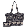 OPQRSTU Women Hippie Tote Hand Bag Large Capacity Bohemian Bag Portable Tourist Shoulder Bags - color: Black