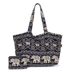 OPQRSTU Women Hippie Tote Hand Bag Large Capacity Bohemian Bag Portable Tourist Shoulder Bags - color: Black