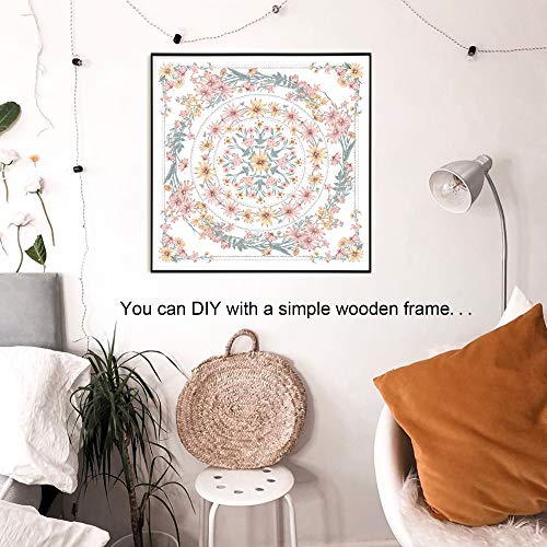 Simpkeely Mandala Floral Medallion Tapestry, Sketched Flower Plant Boho Wall Hanging, Bohemian Tapestries for Bedroom Living Room Dorm Home Décor 59.1 x 59.1 Inches (RosyBrown) - color: RosyBrown, size: 59.1"L x 59.1"W