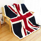 UKELER Flannel Sherpa Throw 60'' x 50'' Union Jack Fleece Blanket Soft Comfy Flannel Blanket Throws for Bed/Couch/Sofa/Office/Camping - color: B-union Jack, size: 50''x60''