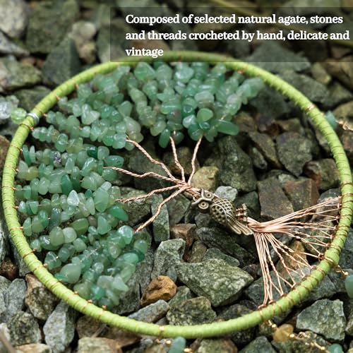 Green Tree of Life Dream Catchers with Agate Pendant Natural Dream Catchers for Aunt Wall Decor Handmade Dreamcatcher Wall Hanging Ornament for Bedroom Living Room Home Decor - color: Purple Tree