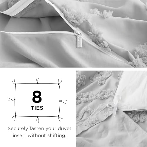 Bedsure Boho Duvet Cover King Size, Soft & Comfortable Elegant Design Boho Bedding for Decoration, Machine Washable Comforter Cover for All Seasons,Includes 1 Duvet Cover & 2 Pillow Shams,Light Grey - color: 10 - Light Grey - Elegant (No Comforter), size: