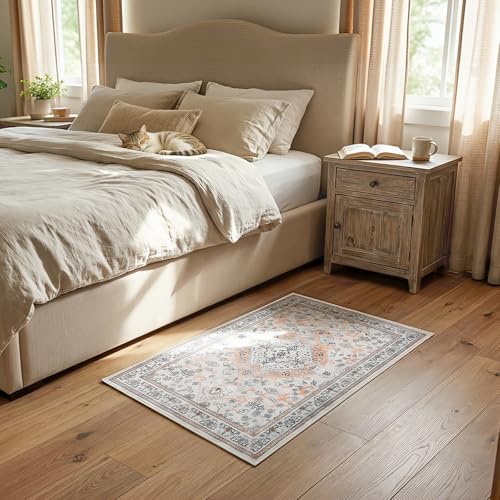 HOOBRO 2 x 3 Area Rugs Washable, Small Rugs for Entryway Kitchen Bathroom Mat Indoor Low Pile Soft Rug, Non-Slip Backing Stain Resistant Carpets, Pet Friendly Machine Washable, Vintage Beige EF01AR01 - color: Vintage Beige, size: 2' x 3' (Rectangular)