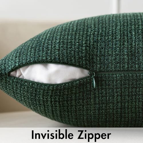 MIULEE Burlap Linen Christmas Throw Pillow Covers 20x20 Inch Set of 2 Dark Green Decorative Pillows Modern Farmhouse Soft Cushion Covers for Outdoor Couch Sofa Bedroom Livingroom Home Decor - color: Dark Green, size: 20" x 20" (Pack of 2)