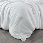 Chezmoi Collection 4-Piece Clip Jacquard Cotton Comforter Set King, Boho Chic Textured Tufted Basketweave Striped Bedding with Textured Woven Pillow Cushion, White - color: Yuki White, size: King