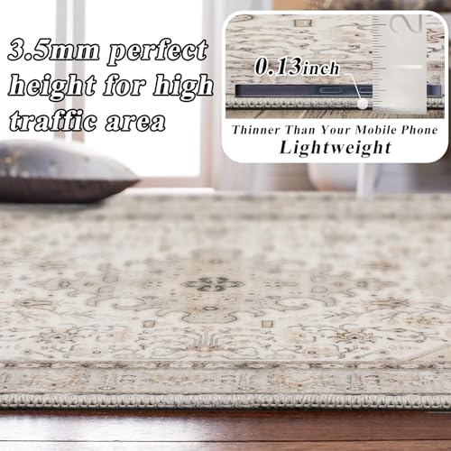 HILORUUG Washable Area Rug 2x3 - Entryway Living Room Large Indoor Rugs Soft Oriental Vintage Bedroom Rugs Non-Slip Backing Stain Resistant for Farmhouse Kitchen-2x3 Ivory - color: Ivory, size: 2' x 3' (Rectangular)