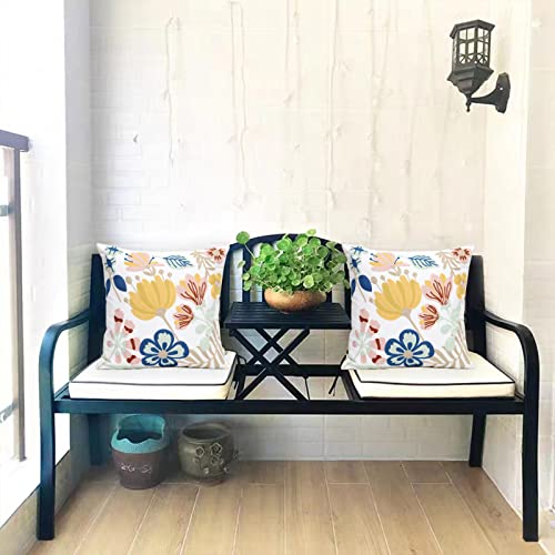 Pack of 2 Embroidered Decorative Throw Pillow Cover 18x18 Inch Farmhouse Floral Pillowcase for Living Room Sofa Bed (Floral) - color: Floral