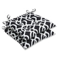 Pillow Perfect Trellis Indoor/Outdoor Tufted Wicker Chair Pad With Ties, 2 Count, 18.5 x 19, Black New Geo - color: Black New Geo