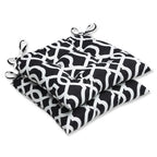 Pillow Perfect Trellis Indoor/Outdoor Tufted Wicker Chair Pad With Ties, 2 Count, 18.5 x 19, Black New Geo - color: Black New Geo