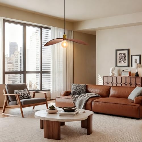 23.6" Wood Pendant Lights, Mid-Century Modern Natural Black Walnut Wood Pendant Light Fixture Hanging Lamp for Kitchen Island, Bedroom, Dining Room, Living Room, Nursery, Entryway, Foyer - size: 23.6" W x 8.3" H