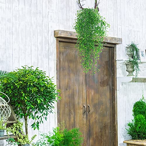 RECUTMS 4Pcs Artificial Hanging Plants Faux Hanging Greenery Ivy Decor Artificial Hanging Vines Plastic Plants for Indoor Outdoor Wall Home Garden Wedding Party Decor(Green 4P) - color: Green