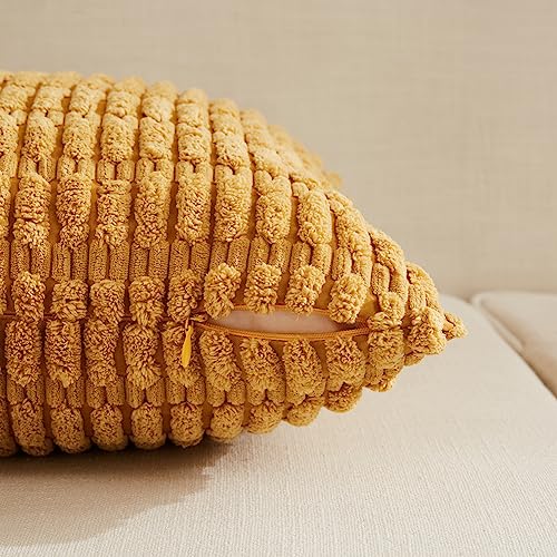 Fancy Homi Decorative Throw Pillow Covers for Bed Couch Bedroom Bench, Soft Lumbar Corduroy Solid Pillow Case, Rustic Farmhouse Boho Room Décor, 20" x 12" (Pack of 1), Mustard Yellow - color: Mustard Yellow, size: 20" x 12" (Pack of 1)