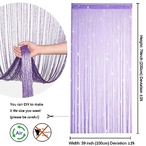 2 Pack 39 x 79 Inch Beaded Curtain String Door Curtains, Hippie Room Decor Beaded Curtains for Doorway, Closet Curtains, Room Divider Privacy Decor, Boho Home Decoration for Bedroom, Party, Purple - color: Purple
