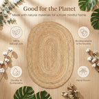 Super Area Rugs Boho Oval Jute Rug - All Natural Soft Jute Braided Hand-Woven Rug Natural Beige 3' X 5' - color: Natural, size: 3' x 5' (Oval)