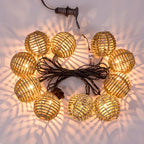 Decorative Outdoor Patio String Lights, Seagrass Rattan Wire Ball Style Lantern String Lights, Connectable Weatherproof Indoor Outdoor Globe Boho String Light for Home Pergola Garden Party Backyard - style: Seagrass Rattan Wire Ball