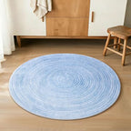 Asrug Imitation Jute Low Pile Round Rug Area Rug Washable Non-Slip Circle Rug Soft Plush Touch Circle Rugs Round for Kitchen Bathroom Living Bedroom Nursery, Carpet 3ft /36 inch/91 cm Blue - color: Blue, size: 3ft