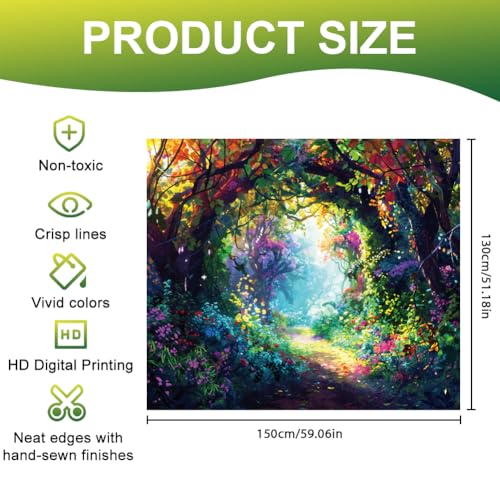 CRAFTYMELODY Tree Blacklight Tapestry Glow in the Dark Tapestry UV Reactive Colorful Flower Forest Wall Hanging 59×51 Inch with Hook Self Adhesive Sticker Clip for Bedroom Home Wall Decoration - color: Tree Flower