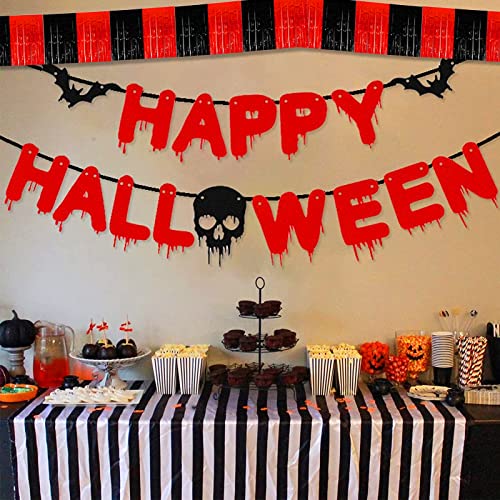 6 Pack 10 Feet Black Red Foil Fringe Garland Metallic Tinsel Streamers Banner Wall Hanging Curtain Backdrop Banner for Parade Floats, Thanksgiving, Christmas, Birthday, Halloween Party Decorations - color: 6 Pack Black Red