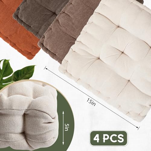 Jerify Floor Pillow Cushions Large Round Square Large Meditation Floor Pillow for Classroom Adult Meditation Picnic Party Seating Learning Daycare School(Square,Mixed Brown,4 Pcs) - color: Mixed Brown, size: Square 15 x 15
