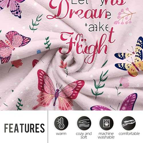 Levens Christian Butterfly Throw Blanket Gifts for Women Girls, Birthday Valentines Colorful Butterfly Floral Blanket for Butterflies Lovers Adult Decor for Couch Home Bed 50"x60" - color: Colorful Butterfly Floral Flower Pink, size: 50"x60"