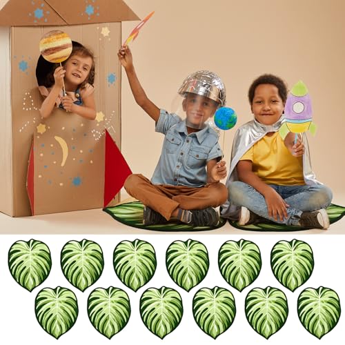 Tinideya 12 Pcs Kids Carpet Circle Seats for Class 16 Inch Round Classroom Rug Back to School Floor Cushions Soft Educational Mat Non Slip First Day of School Learning Playing Areas(Leaf) - style: Leaves