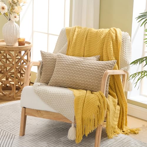 GAWAMAY Decorative Corduroy Lumbar Throw Pillow Covers 12x20 Inch Set of 2 for Living Room Couch Bed Sofa, Farmhouse Cushion Cover Soft Striped Neutral Pillow Cases Boho Home Decor (30x50cm) Beige - color: Beige, size: 20" x 12" (Pack of 2)