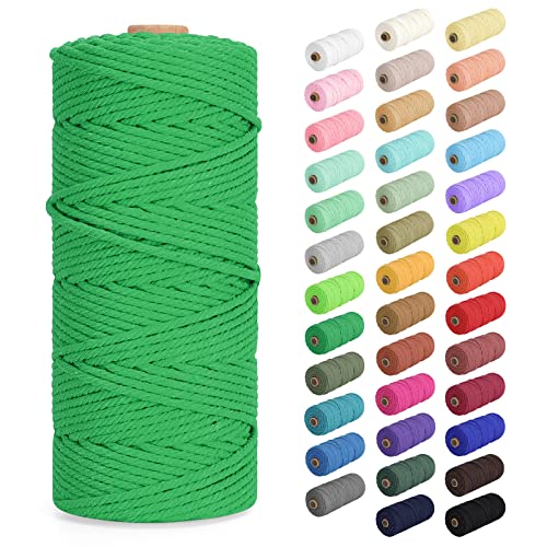 Natural Cotton Macrame Cord - 2mm x 220Yards (656Feet), Twisted 2-Strand Macrame Rope for Wall Hanging, Plant Hangers, Crafts, Gift Wrapping & Wedding Decorations - Forest Green - color: Forest Green, size: 0.08 in x 220 yd