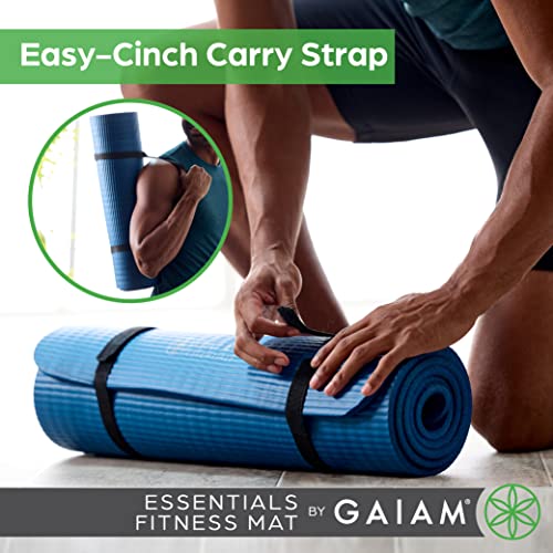 Gaiam Yoga Mat, Pilates & Exercise Mat, Thick Mat 2/5" (10mm) Workout Mat with Easy-Cinch Carrying Strap for Home & Gym Workouts - color: Purple