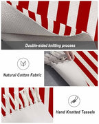 Simple Red Stripes Kitchen Runner Rug 2'x4', Washable Woven Cotton Area Rug Bathroom Hallway Rug, Geometric Vertical Linens Modern Minimalism Entryway Bedroom Rug Non Slip Throw Rug Carpet - color: Red, size: 2 x 4 ft