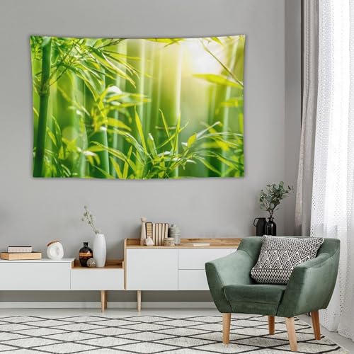 HZOHNAGO Bamboo Tapestry Bamboo Leaf Sunshine Nature Printed Wall Tapestry Painting Wall Hanging for Bedroom Living Room Dorm 90" W x 60" H - color: Bamboo-1, size: 90"L x 60"W