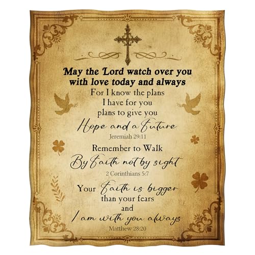 Levens Christian Blanket Gifts for Women 50"x60", Catholic Blessed Bible Quote Verse Prayer Blanket Inspirational Spiritual Scriptures Religious Gifts for Men Women, Christmas Birthday Gifts Idea - color: Christian Blanket Gifts Tawny 6, size: 50"x60"