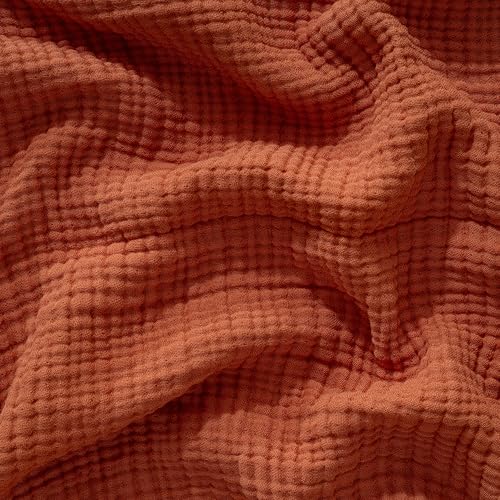 Muslin Blanket - Pure 100% Turkish Cotton Airy Soft Light Versatile Gauze Throw Blanket for Bed, Couch, Sofa (Brick, Throw Size (50" x 66" inch)) - color: Brick, size: Throw Size ( 50" x 66" inch )