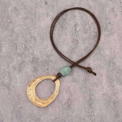 Leather Necklace for Women Long Boho Pendant Hippie Choker Necklace Bohemian Layered Leather Rope Wooden Jewelry Gifts - style: Bohemian Long Necklaces