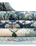Rugs.com Fleur Collection Rug – 5' x 8' Blue Medium-Pile Rug Perfect for Bedrooms, Dining Rooms, Living Rooms - color: Blue 12, size: 5' x 8' (Rectangular)