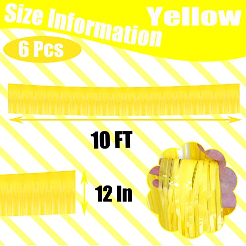 6 Pack 10 Feet Foil Fringe Garland Metallic Tinsel Streamers Banner Wall Hanging Curtain Backdrop Banner for Parade Floats, Thanksgiving, Christmas, Birthday, Halloween Party Decorations(Yellow) - color: 6 Pack Yellow